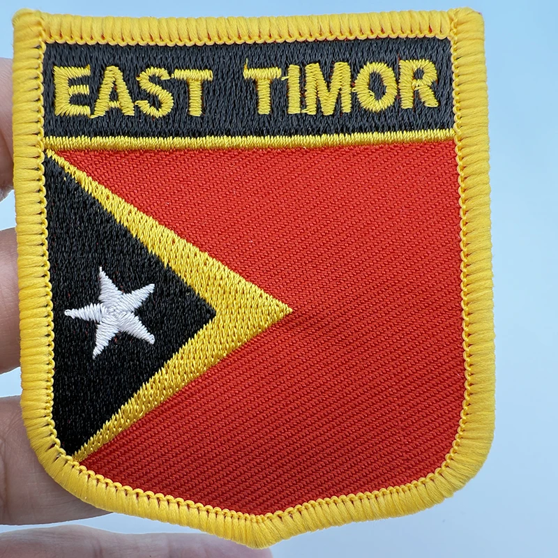 7*6CM East Timor Shield Shape Iron-on Flag Patch Embroidered Saw on Badges Patches for Clothing