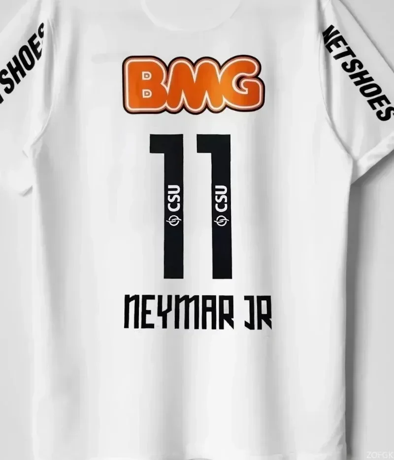 Basilica Santos Jersey Home Neymar No. 11 Short-sleeved Fans Version Retro Football Jersey 3D Printed Breathable Men T-shirts image 3