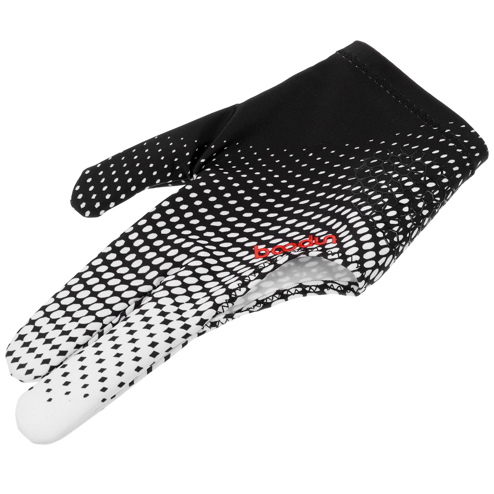 1pc 3 Fingers Glove High Elastic Anti-slip Billiards Glove Breathable Snooker Glove (Black and White)