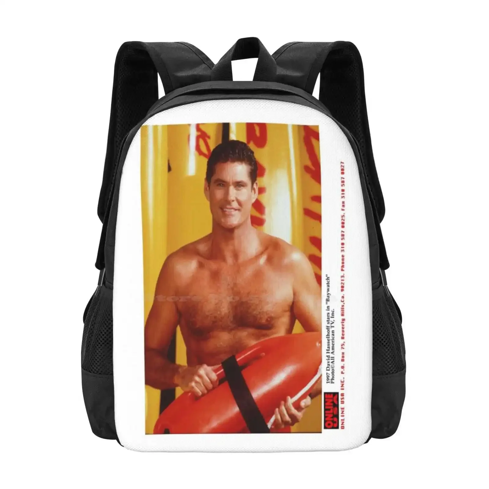 David Hasselhoff School Bag Big Capacity Backpack Laptop