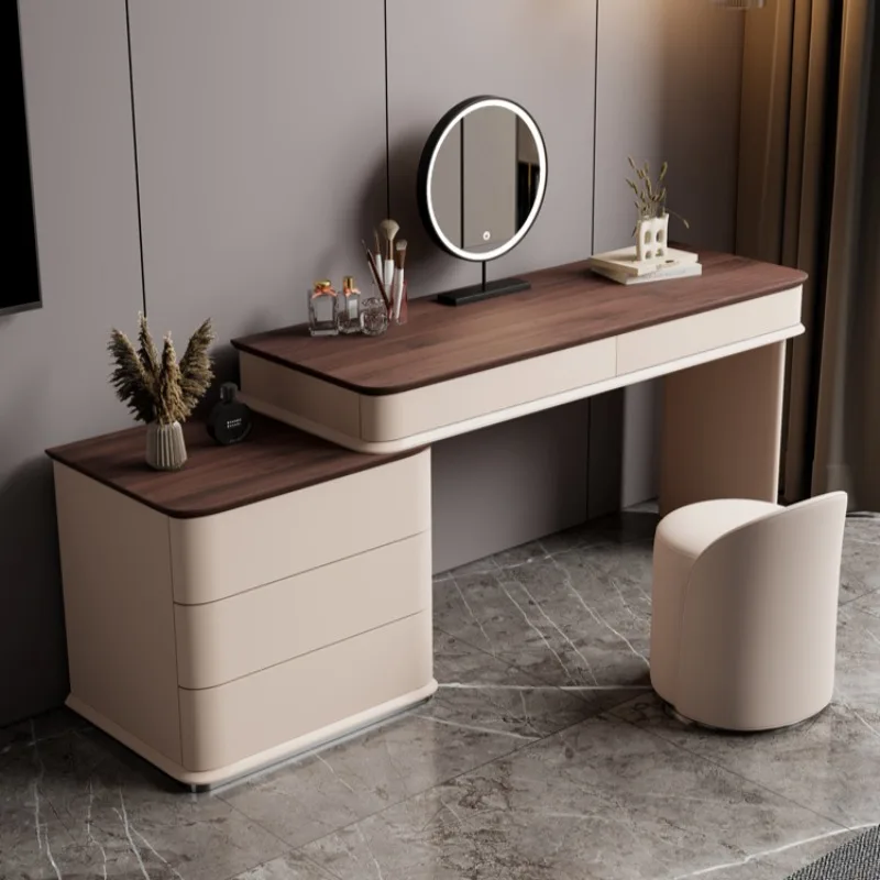 Makeup Vanity Table Set Children's Dressing Girl Luxury Storage Organizer Furniture White Dresser Bedroom Chair Black Mirror