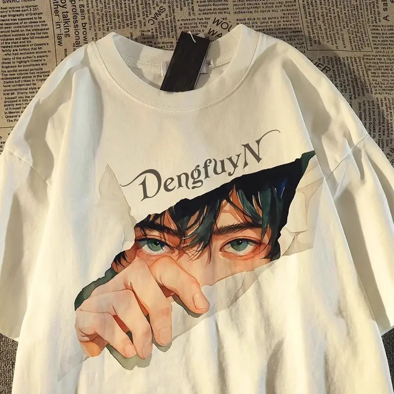 

Anime Print Women T Shirts Oversized Street Short Sleeved Harajuku Men T Shirt Fashion Top Y2K Hip Hop Gothic Street