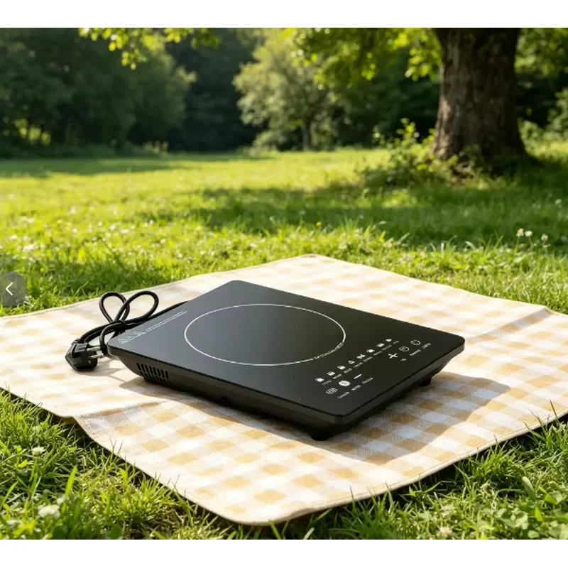 2200W Portable Induction Cooker Single Burner Microcrystalline Glass Panel Touch Control Waterproof Electric Stove for Home