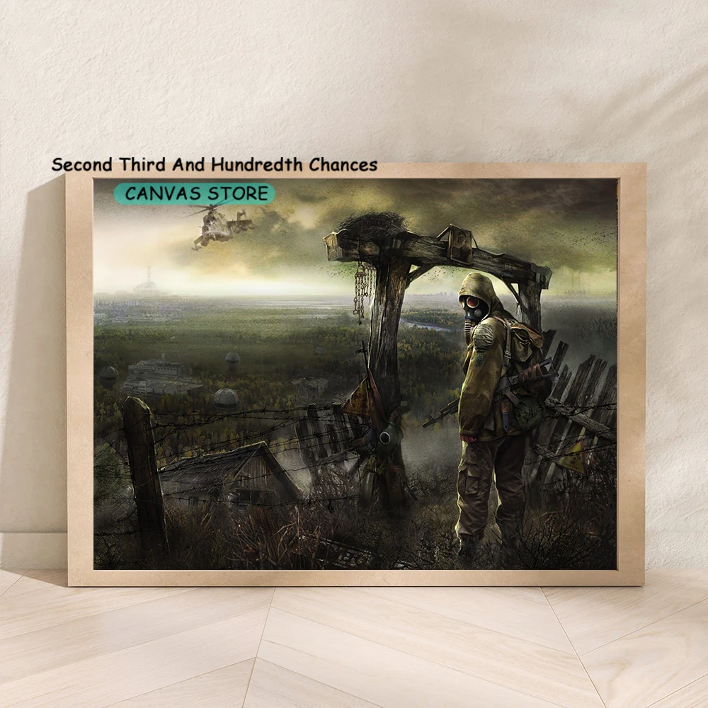 S.T.A.L.K.E.R. 2 قلب كورنوبيل الألعاب المشارك قماش اللوحة المطارد لعبة فيديو جدار ديكور الإنترنت بار غرفة الألعاب ديكور #4