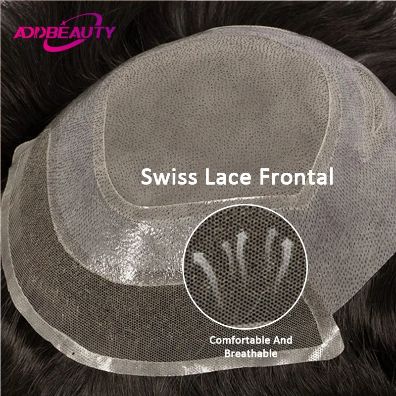 

Front Lace Men Wig Human Hair Prosthesis Real Human Hair Wigs Lace PU Male Toupee Breathable Human Hair Replacement Natural Hair