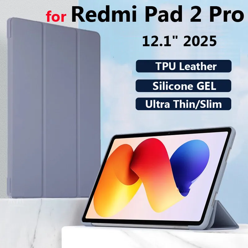 

Для Xiaomi Redmi Pad 2 Pro 12,1 дюйма 2025 для Xiaomi Poco Pad 5G 12,1 7SPro 12,5 дюймов 6S Pro Tri Складной силиконовый гелевый чехол-подставка