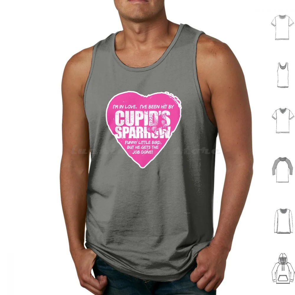 Cupids Sparrow Pink / White Series Tank Tops Print Cotton The Office Valentines Day Cupids Sparrow Michael The Office