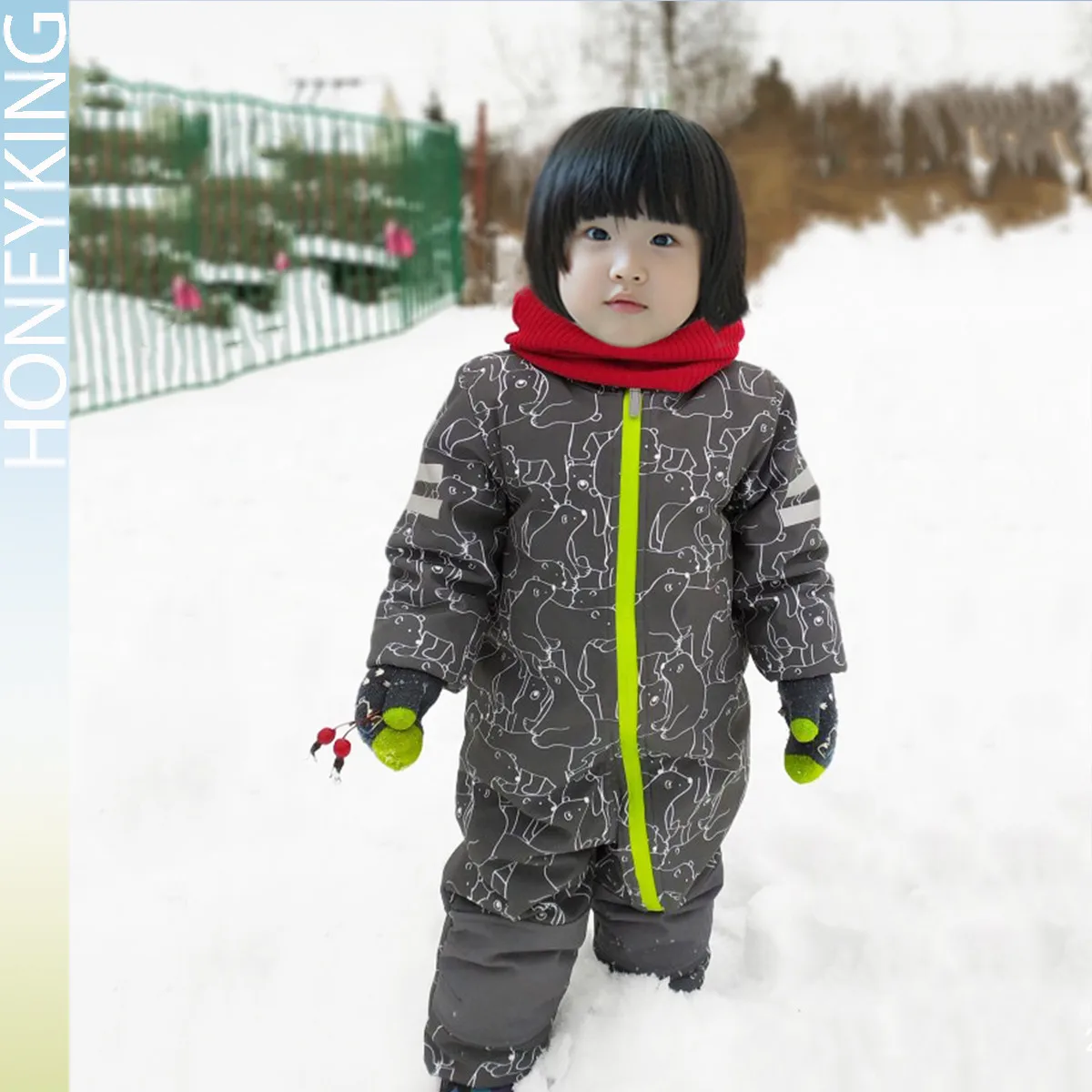 Tuta softshell per bambini HONEYKING Plus pagliaccetti in velluto tuta antivento antipioggia tuta impermeabile tuta calda per bambini