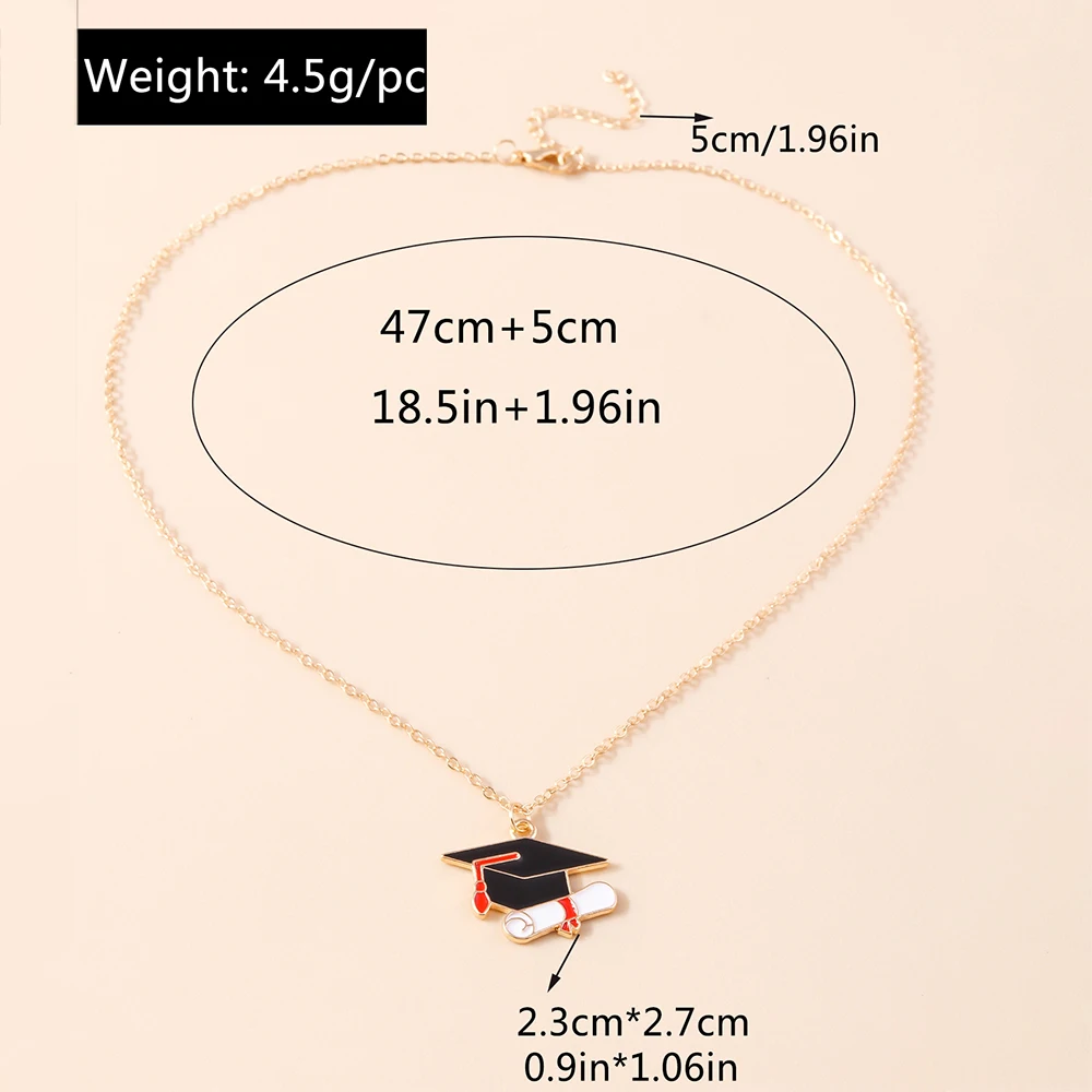 Aihua Cute Student Mortarboard Graduation Ceremony Necklace for Woman Men Bachelor Cap Necklace Back To School Jewelry Gifts