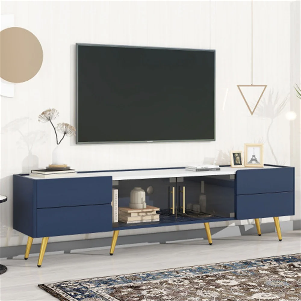 For LED TV stand up to 80 Inches, Modern TV Console with Storage, Entertainment Center with High Gloss