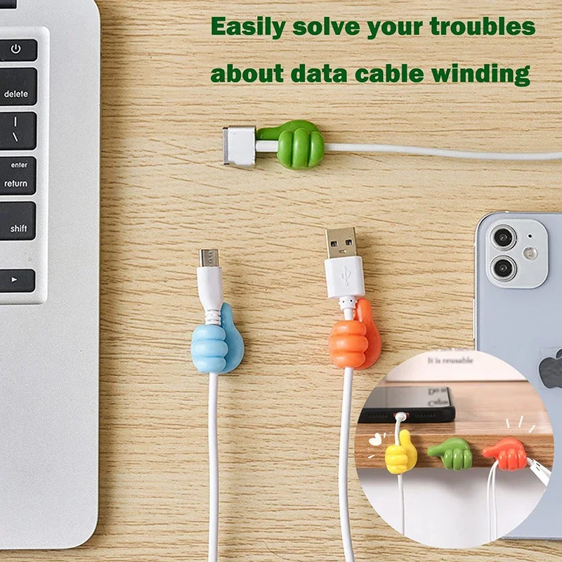 50pcs Multifunctional Cable Clip Organizer Wall Hooks Silicone Thumb Self Adhesive Cord Holder Wire Hanger  Home Storage Clip