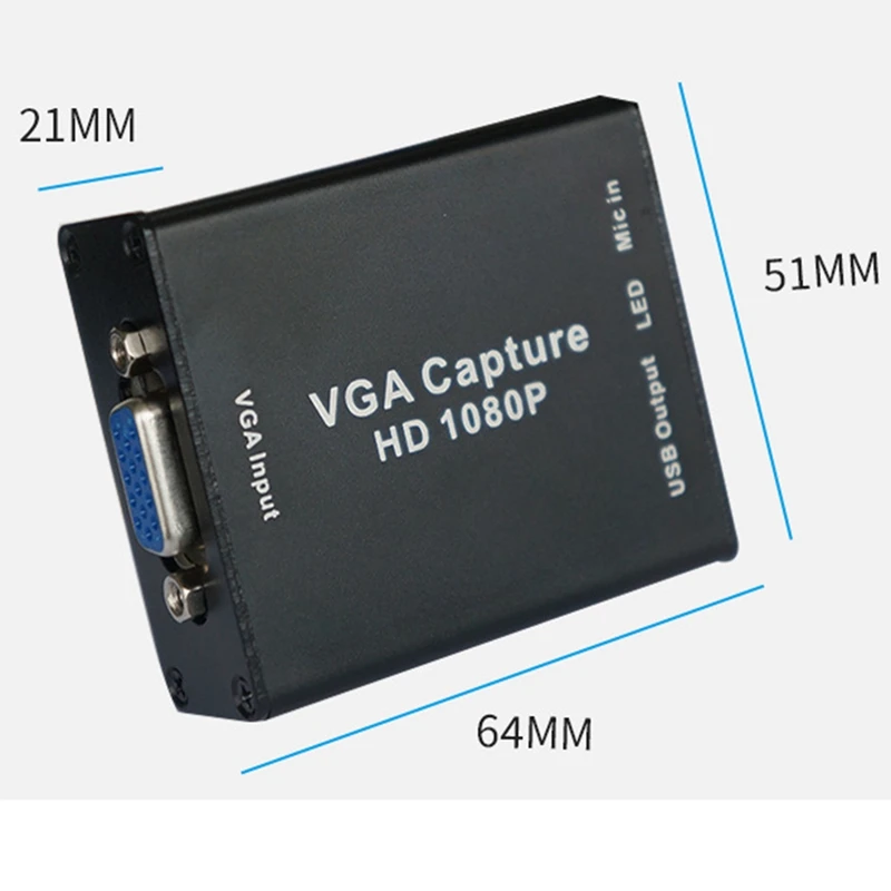 1080P VGA-To-USB Adapters With Video Capture Card For Projector Meeting Record Video Capture Record Support OBS