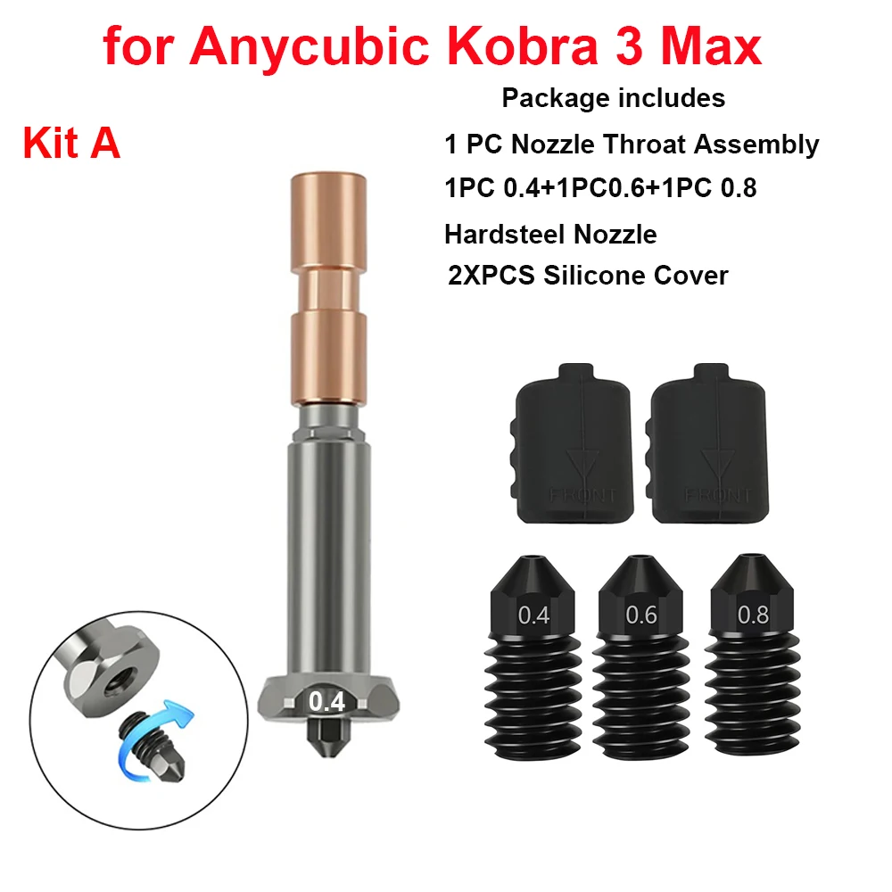 

Update 0.4 0.6 0.8 MM Removable lHardened Steel Nozzles for Kobra 3 Max Combo Quick-Swap High Speed Nozzles Print Head