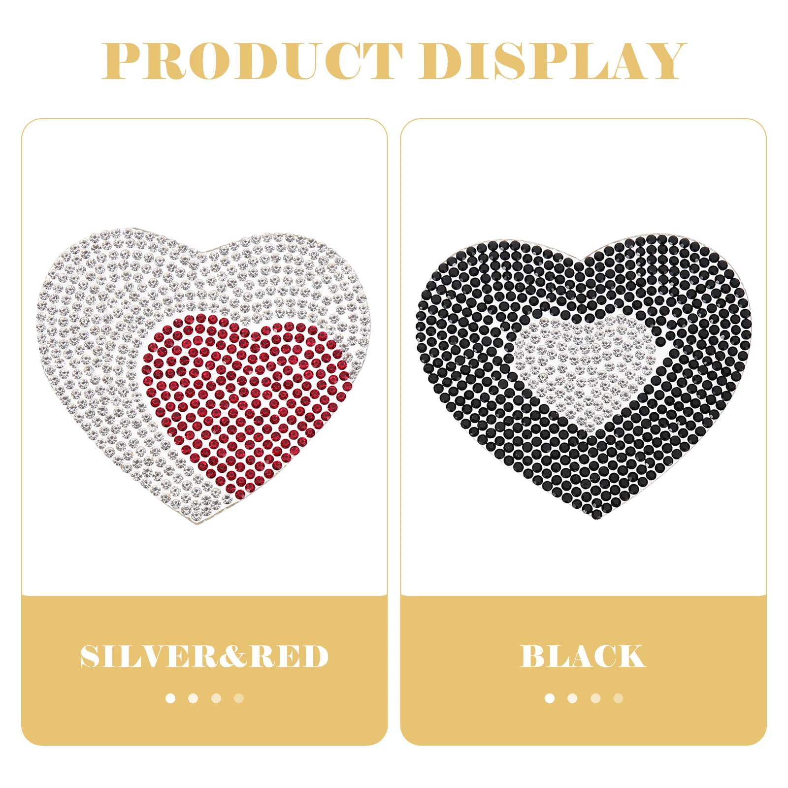 

8pcs Heart Shaped Rhinestone Gems Patch Decoration for Clothes Jeans Bags Books Backpacks Lightweight Compact Size