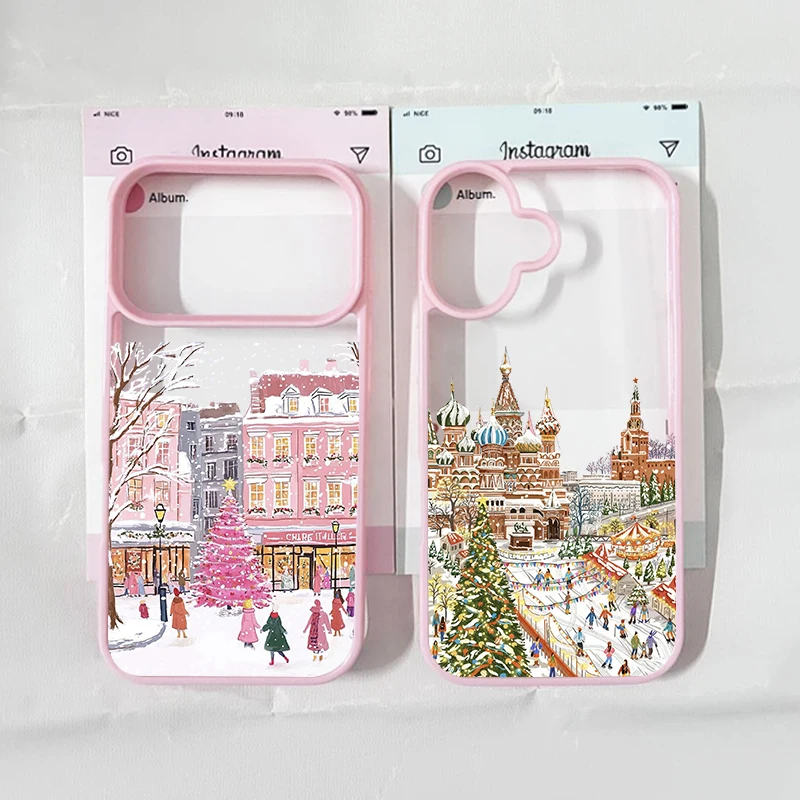 آيفون 17 برو شجرة عيد الميلاد نمط طباعة الحال بالنسبة آيفون 17 16 15 14 13 12 11 برو ماكس مشهد الثلوج للصدمات كوكه