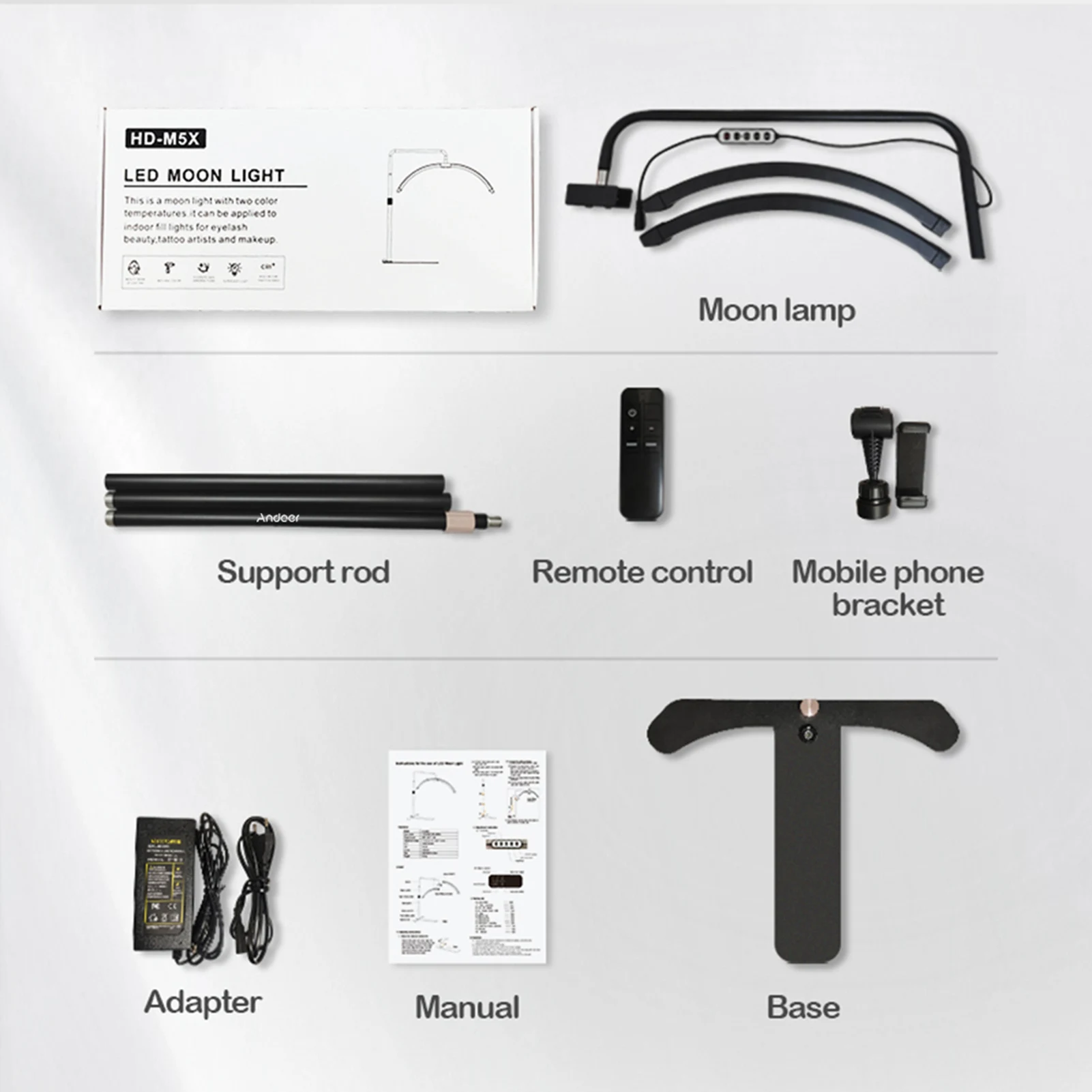 NEUE Halbmond-Bodenleuchte 36W 3200K-5600K Dimmbare LED-Videoleuchte für Smartphone LED-Videoleuchte für Handy LED-Aufnahmelampe – Detail 12