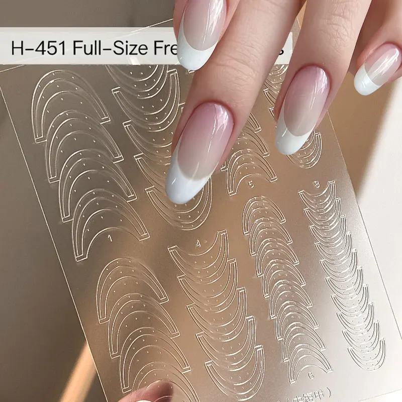 1 Stück French-Tip-Schablonen mit Hohlgitter, selbstklebende Nagelsticker für französische Linien, French-Tip-Guide-Werkzeuge S@