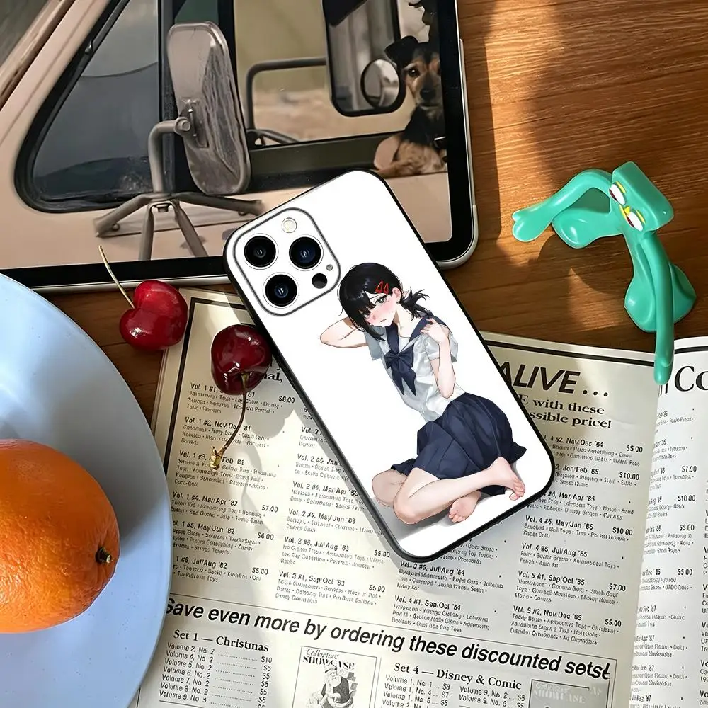 Coque de téléphone antichoc noire souple Chainsaw Man Kobeni Higashiyama pour iPhone 17 16 15 14 13 12 11 Plus Mini Pro Max