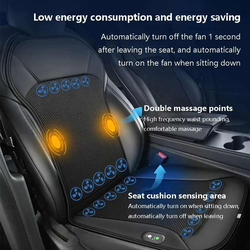 Upgrade Tesla Model Y Model 3 Smart Cooling Car Seat Cushion For Summer Driving Breathable Seat Cover With Fans Cool Down