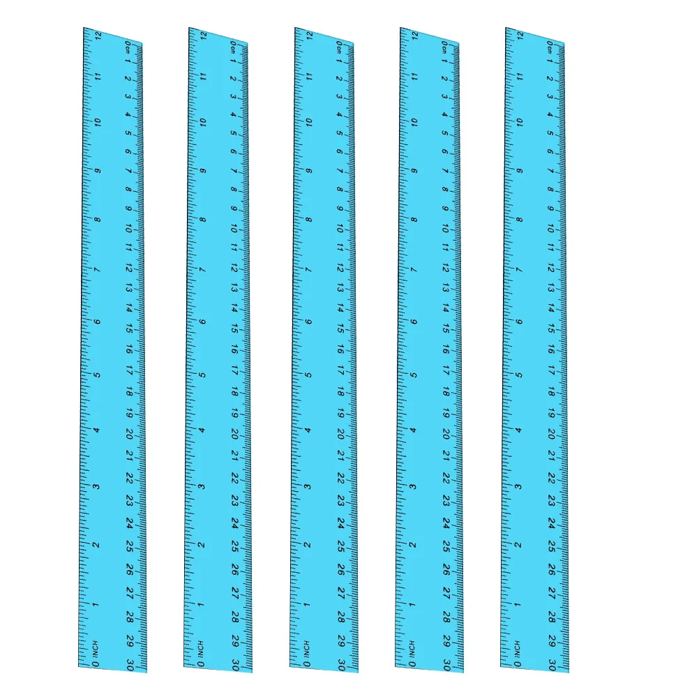 5Pcs Long Rulers 12 Inch Dual Sided Measurement Ruler for Students School Home Office Precise Plastic Ruler