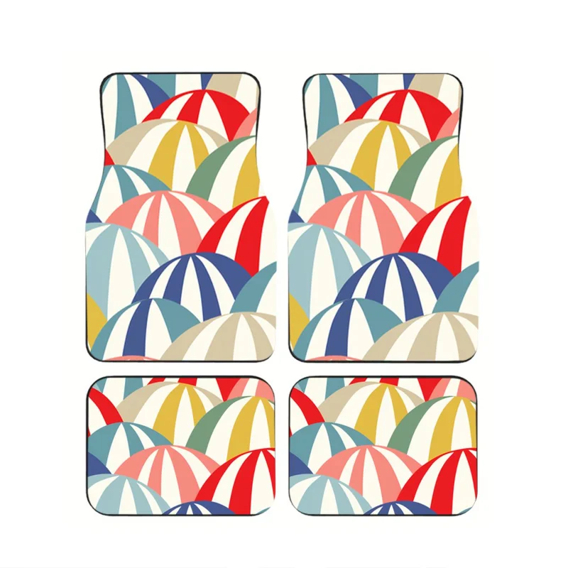 

4Pcs Colorful Geometric Half Circle Car Floor Mat Modern Abstract Print Non-Slip Durable Carpet Auto Interior Accessorie For SUV