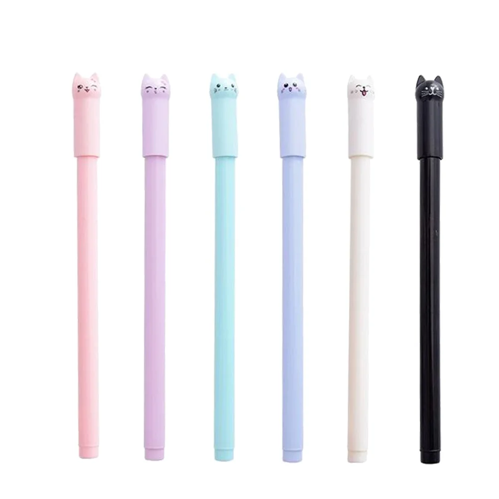 12 pcs Black Pens 0 5mm Cartoon Cat Cute Stationery Creative Girl Full Needle Writing Smoothly Suitable For