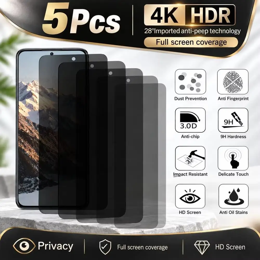 1-5PCS Privacy Tempered Glass For Samsung A56 A36 A57 A55 A35 A54 A33 A26 A25 A16 A17 A15 A34 A07 A06 S26 Ultra Anti-Spy Film