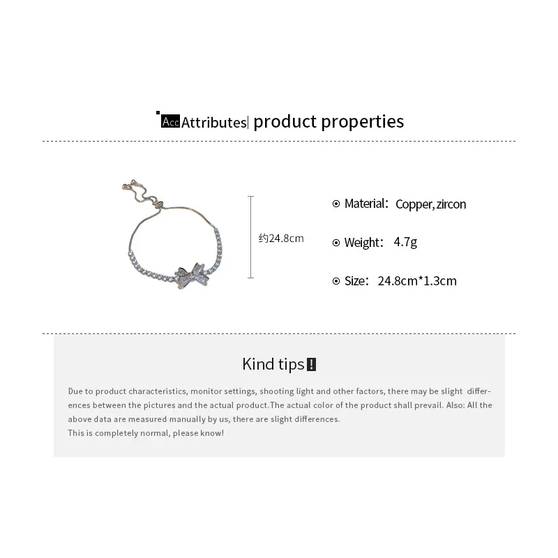 Super Flash Zircon Bow Adjustable Bracelet for Women French Light Luxury Versatile Bracelets Simple New Trendy Jewelry Wedding K view 6