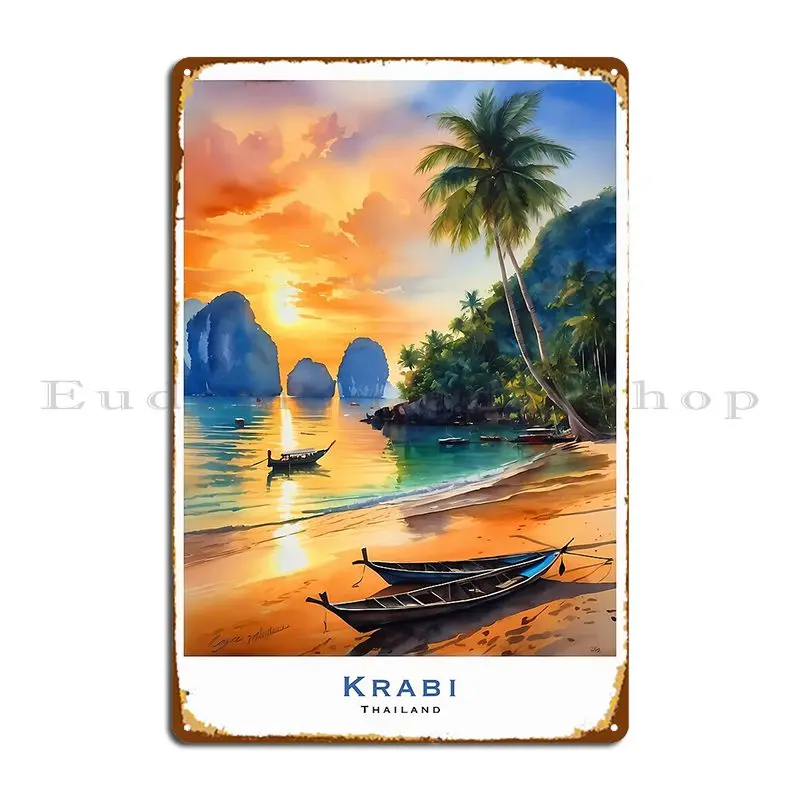 Krabi Thailand Gateway To Tropical Paradise Metal Sign Home Iron Wall Decor Plates Cinema Tin Sign Poster