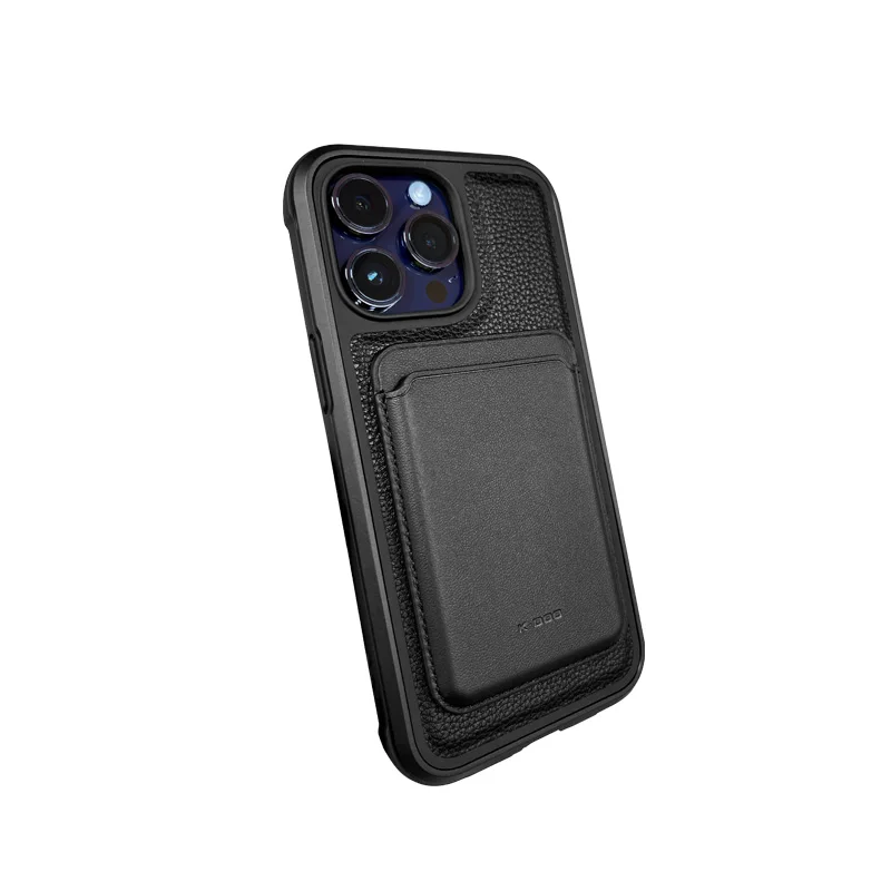 KZDOO Mag Mars Pu Leather Back Case Megsafe Metal Frame Thickness Cabon Pattern Phone Cover for iPhone 14,14Plus,14Pro 14Promax view 2