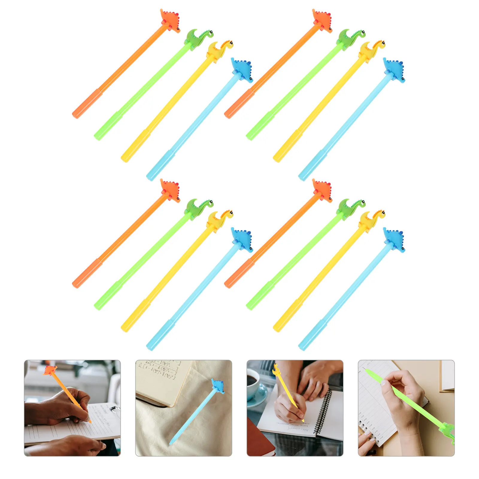16Pcs Animals Design Dinosaur Shaped Gel Pens Black Ink Fine Tip Pens for Student Learning Writing School Office Stationery Set