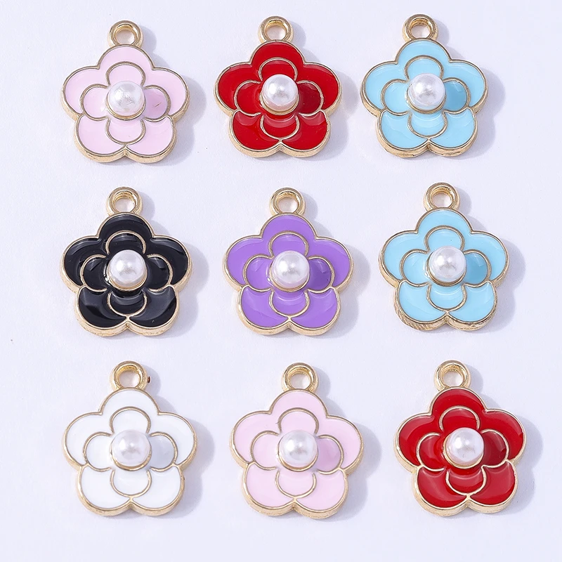Duarte 20 Stück/Set Niedliche Pflanzen-Anhänger Emaille Blumen- und Blatt-Charms für Schmuckherstellung Halsketten Ohrringe DIY Basteln Geschenk – Detail 6