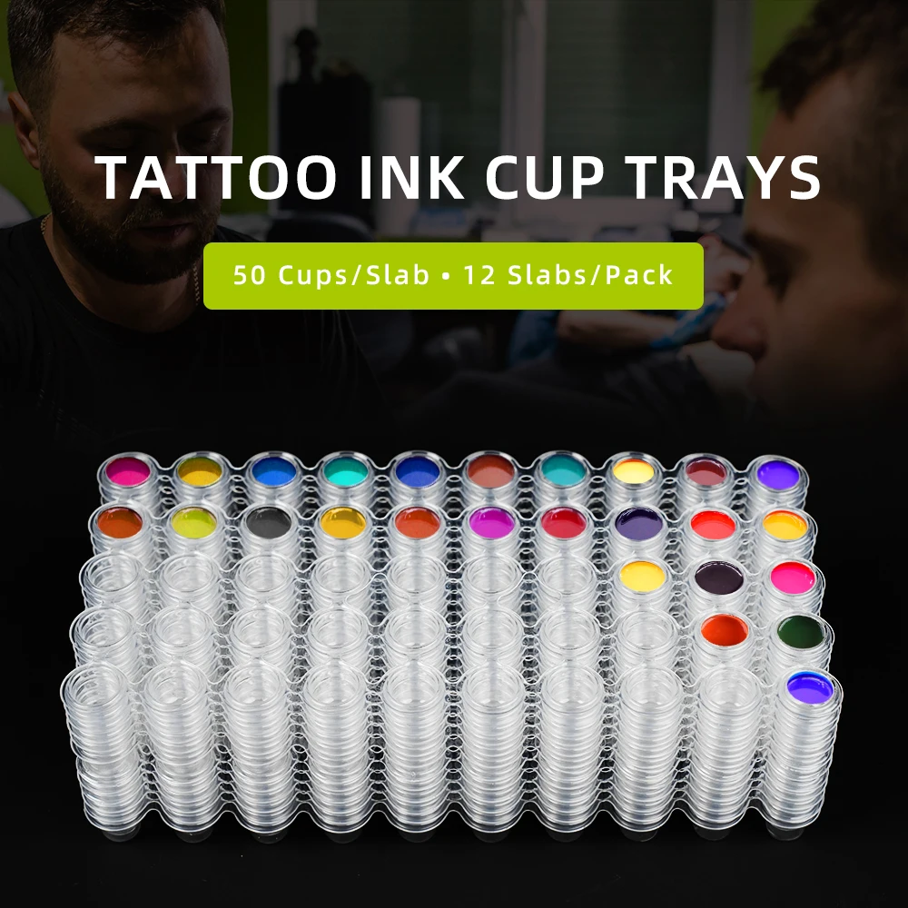 

600Pcs Transparent Integrated Pigment Cup Disposable Tattoo Ink Cups Container for Permanent Makeup Tattoo Supplies