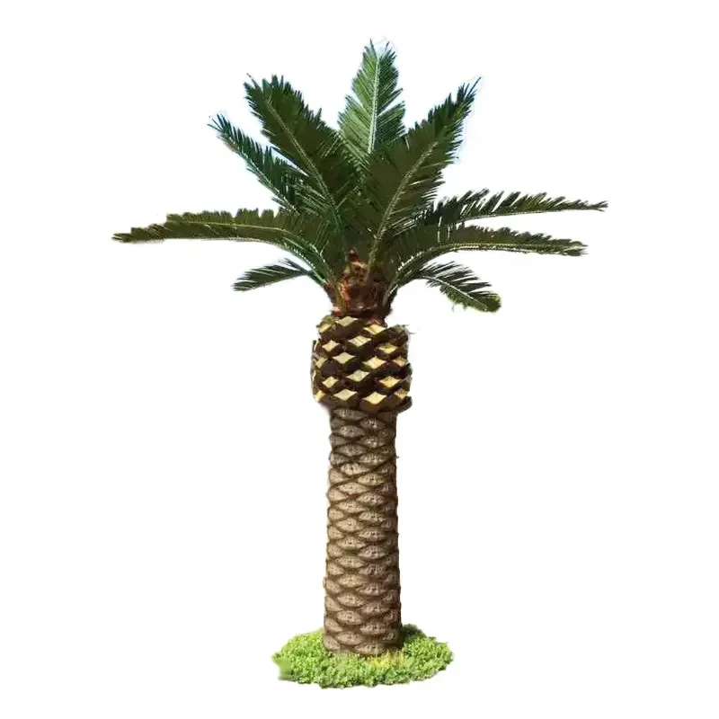 Large Outdoor Artificial Date Palm Tree for Decor Fake Palm Tree Handmade Metal Trunk and Realistic Bark