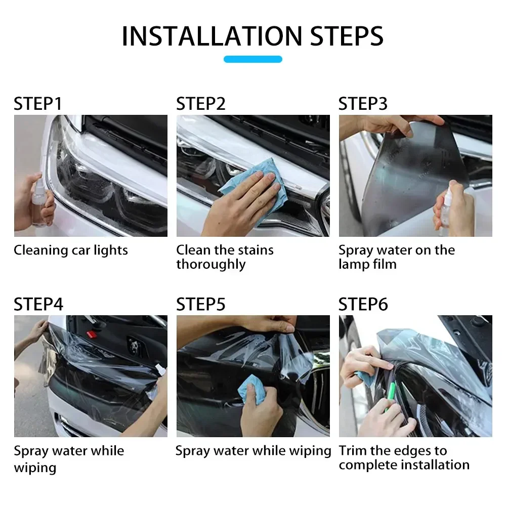 بولي TPU المصباح الخلفي طبقة رقيقة واقية لمعان ضوء شفاف/أسود داكن التفاف غطاء الفيلم احباط ملصق فيلم مدرع للسيارات #6