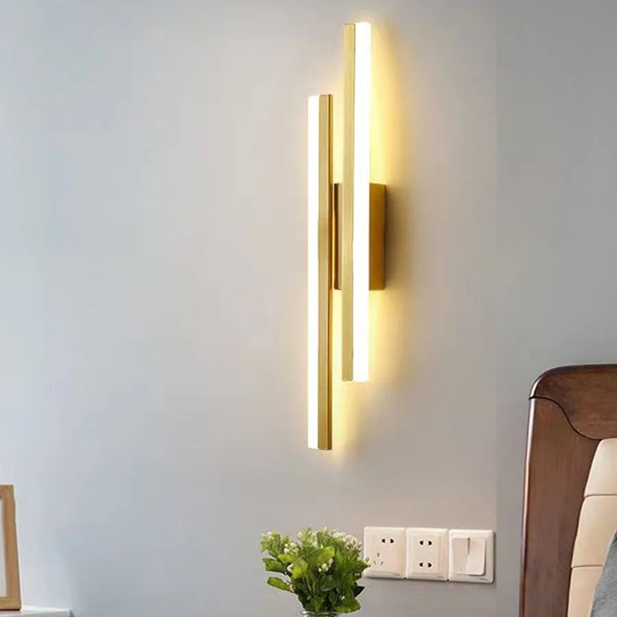 Nordic Bedroom Bedside Long LED Wall Lamp TV Background Acrylic Long Strip LED Wall Lights Staircase Corridor Wall Sconce