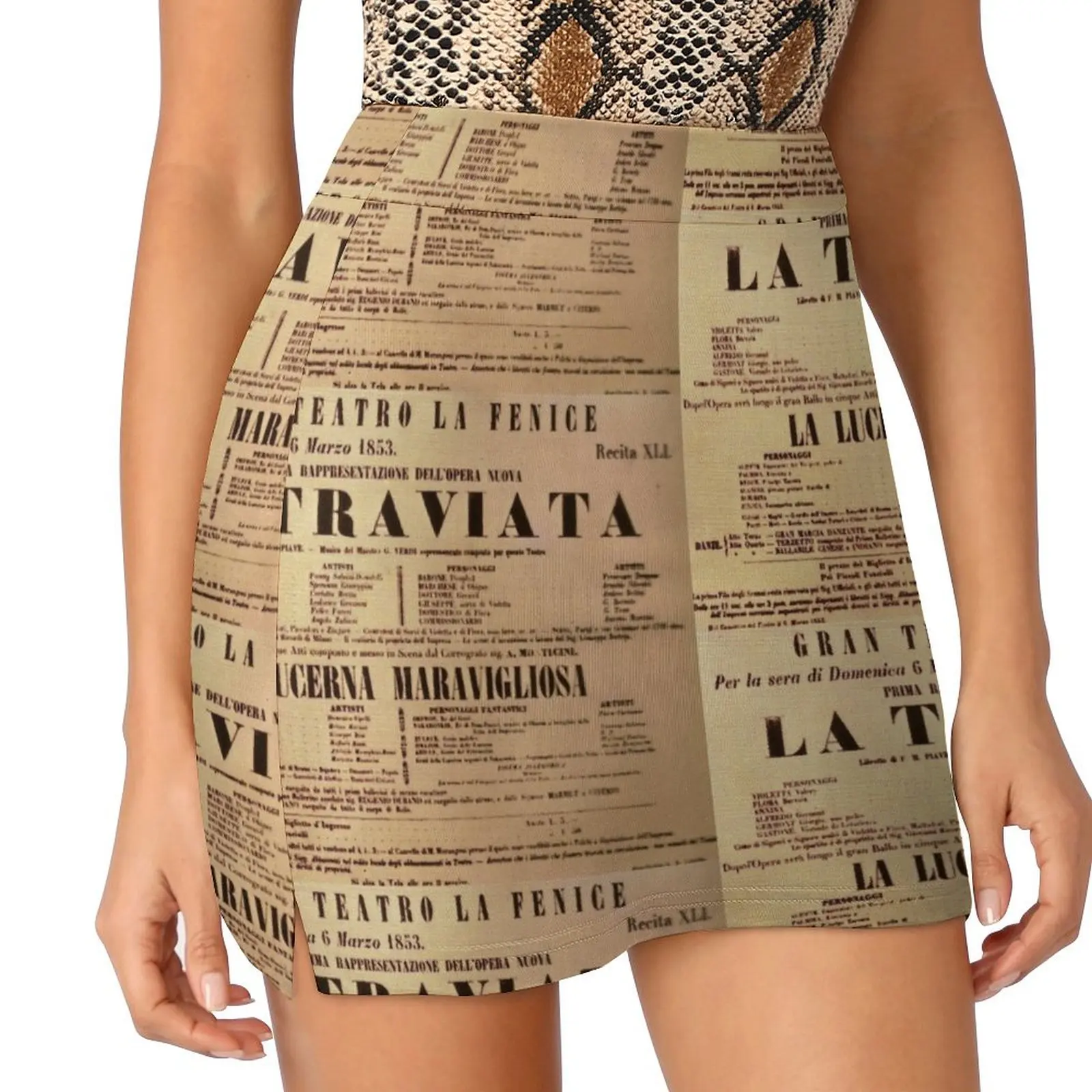 

La Traviata (World Premiere Poster, 1853) Mini Skirt sexy short mini skirts Skort for women Female dress