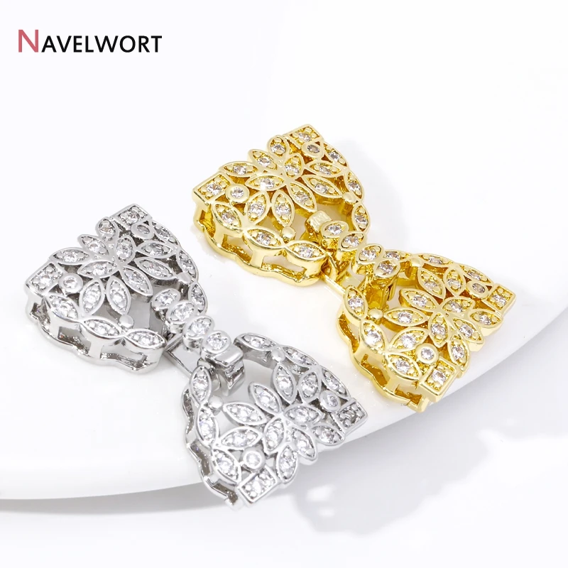 18K Gold Plated Jewelry Connector,Clasps For Bracelet,Inlaid Zircon Connector Fasteners Closure Lock Clasps,Supplies For Jewelry