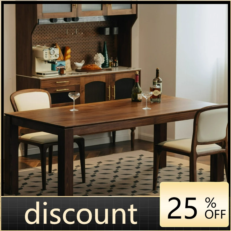 

LTT all solid wood dining table black walnut worktable rectangular simple modern living room home