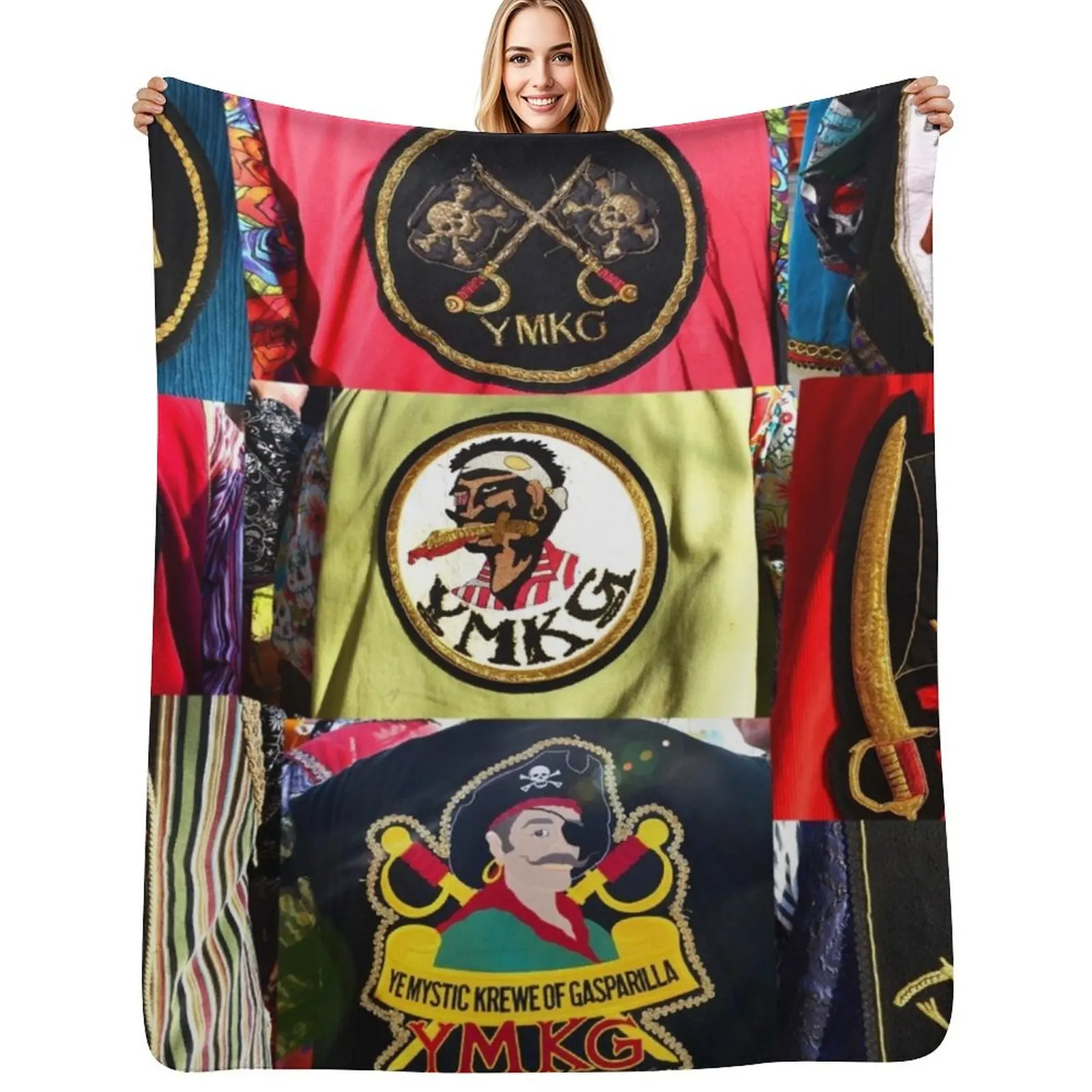 Gasparilla pirate patches Throw Blanket Plaid Luxury St funny gift Hair Beach Thin Blankets