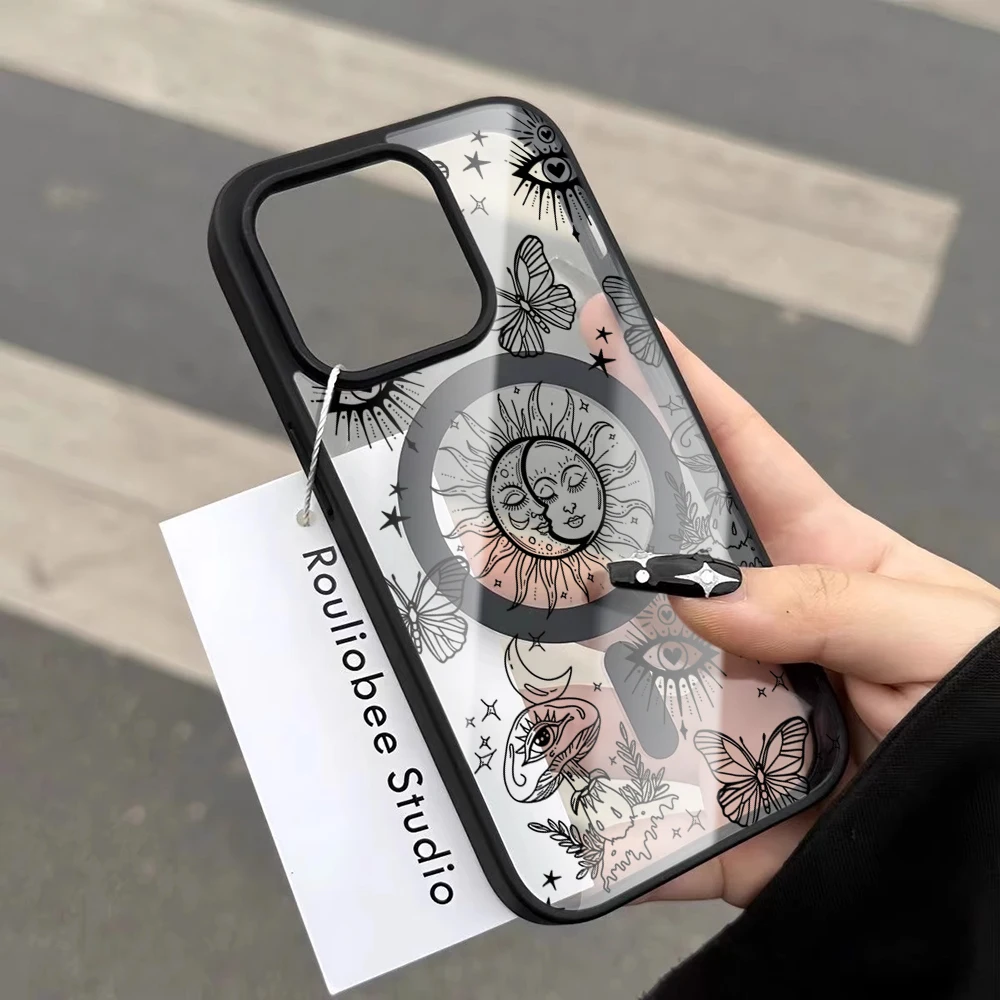 Abstrakte Linienästhetik Transparente Hülle für iPhone 17 16 11 12 15 Pro Max 13 14 Plus Hüllen für Magsafe Kabelloses Laden Drop Fundas – Detail 6