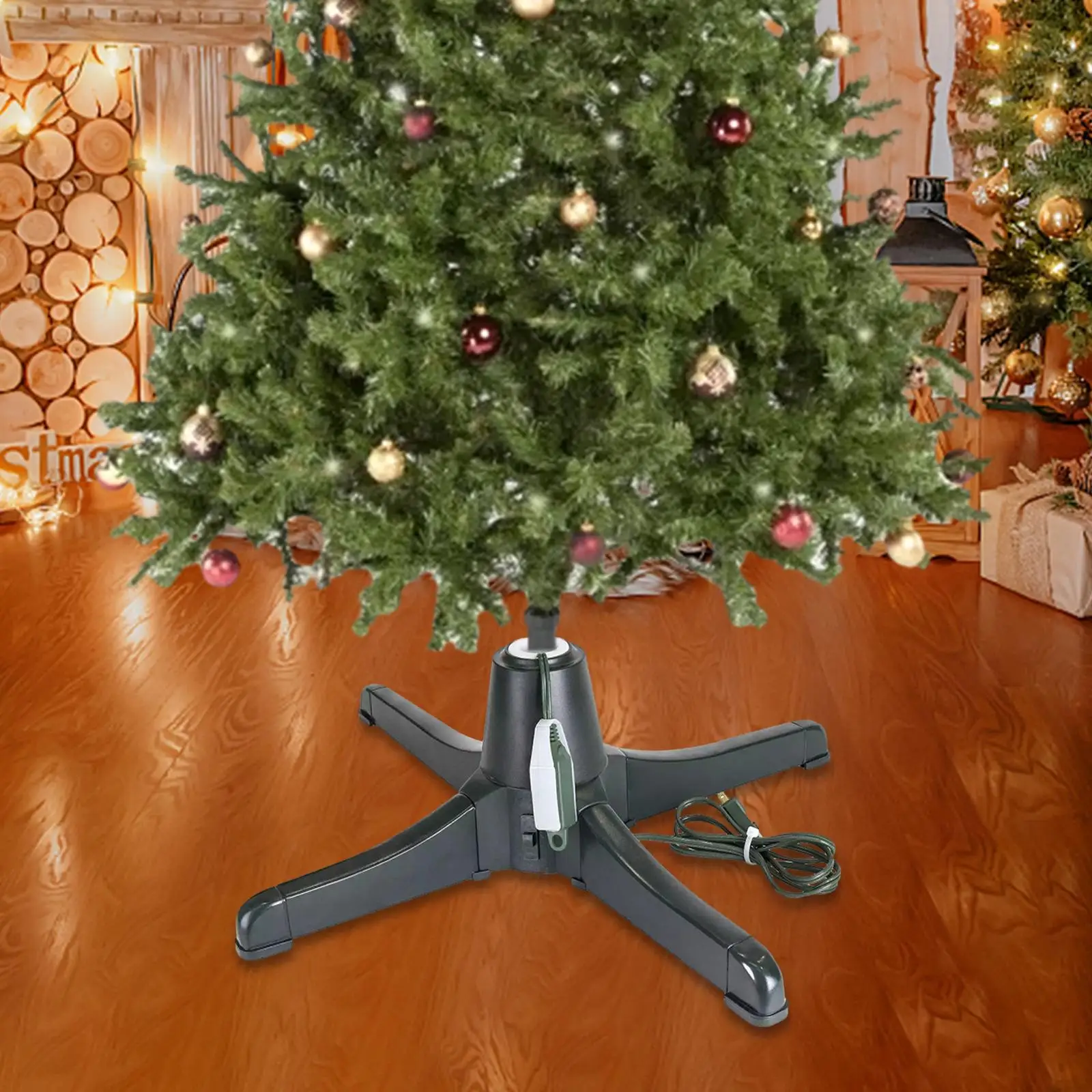 Rotating Christmas Tree Stand Substituição, Conveniente Montagem Verde Escuro, Acessório Durável, 7,5 Pés, US 110V, 67x67x19cm