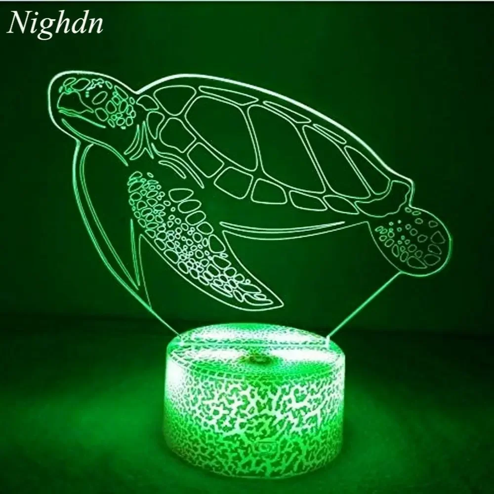 

Nighdn 3D Optical Illusion Sea Turtle Night Light 7 Colors Change USB Power LED Table Lamp Bedroom Decoration Turtle Kids Gift