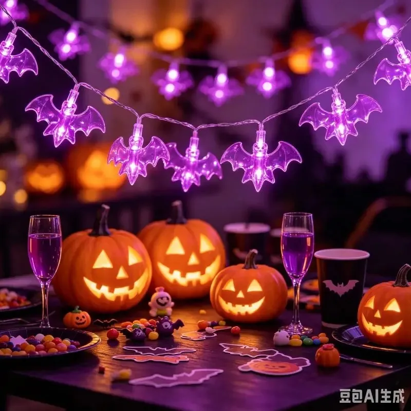 Halloween Bat LED Light String Battery Powered Purple Fairy Light Suitable for Indoor and Outdoor Party Garden Home Decoration