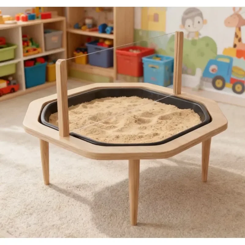 Leowood Custom Montessori Activity Tray Octagonal Wooden Sensory Table for Early Education Preschool Learning Toy Kids