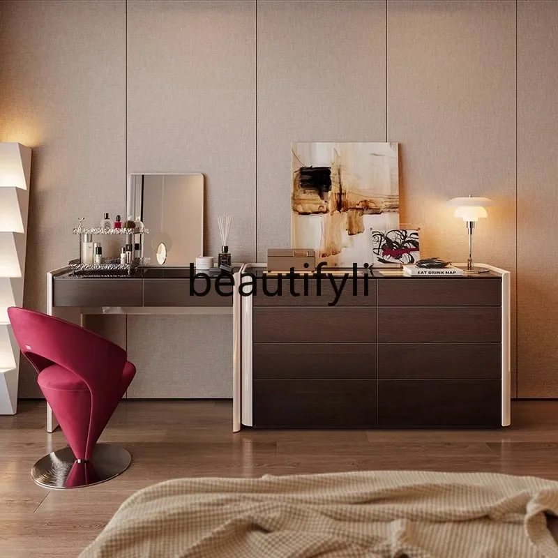 B67 Italian minimalist eight-bucket cabinet dresser integrated light luxury modern bedroom end of bed makeup table