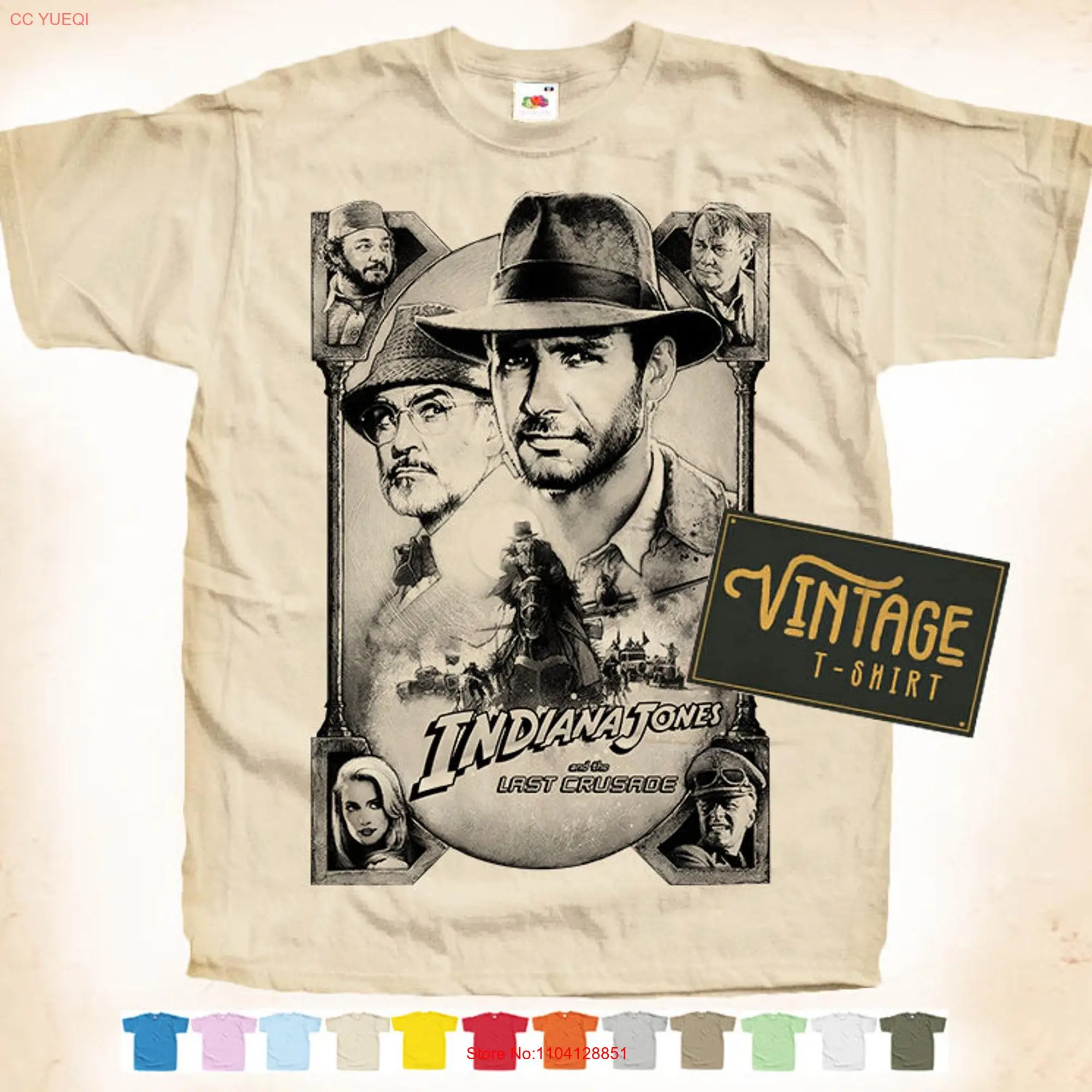 Camiseta clásica Vintage de Indiana Jones Last Crusade V3, póster de película, 12 colores, manga larga o corta, unisex