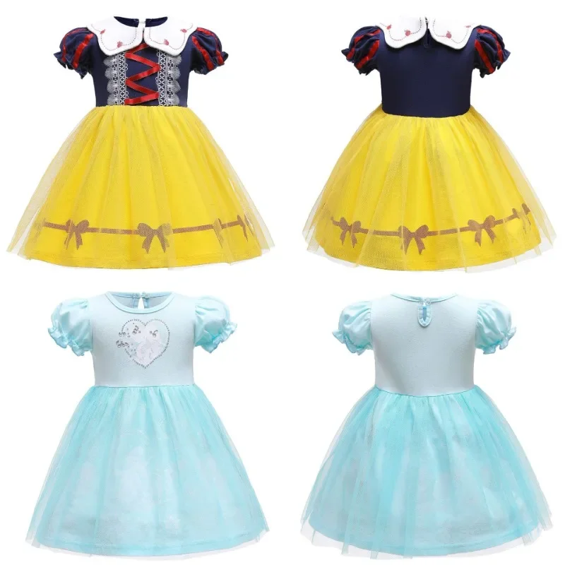 

Baby Girl Dress Short Mesh Bubble Sleeves Princess Round Collar Princess Dress Halloween Dresses K2651