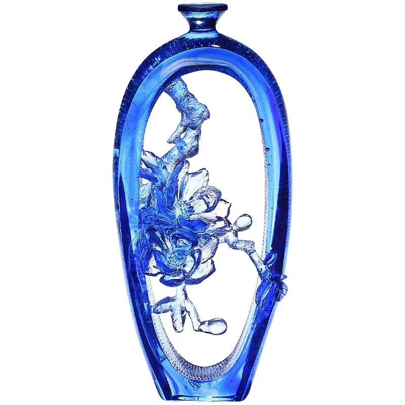 عمل فني مزجج مزهرية ماغنوليا زخرفة كريستال غرفة المعيشة مدخل خزانة الجدول الديكور هووسورمينغ هدية حروف