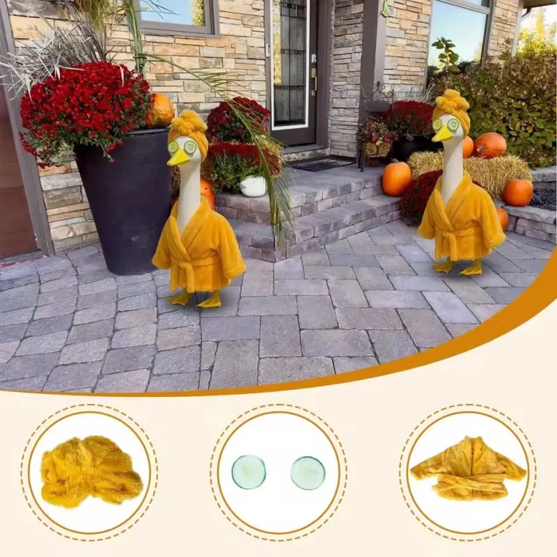 

2025 New Porch Goose Costume Bathrobe - Autumn Winter Velvet, Funny Halloween Decor for Garden & Yard Display